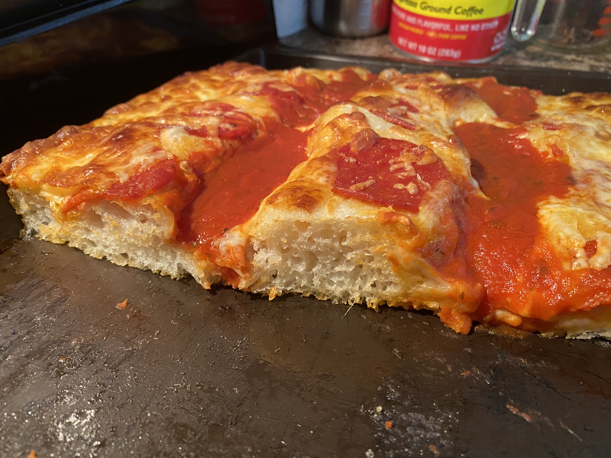 Detroit Style Deep Dish Pizza with Martin’s Sourdough Focaccia Crust
